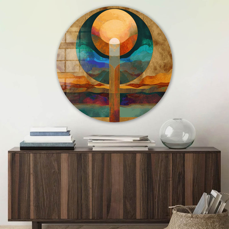 Artronauts Glass Print Layers of Sunset - Rounded Glass Wall Art