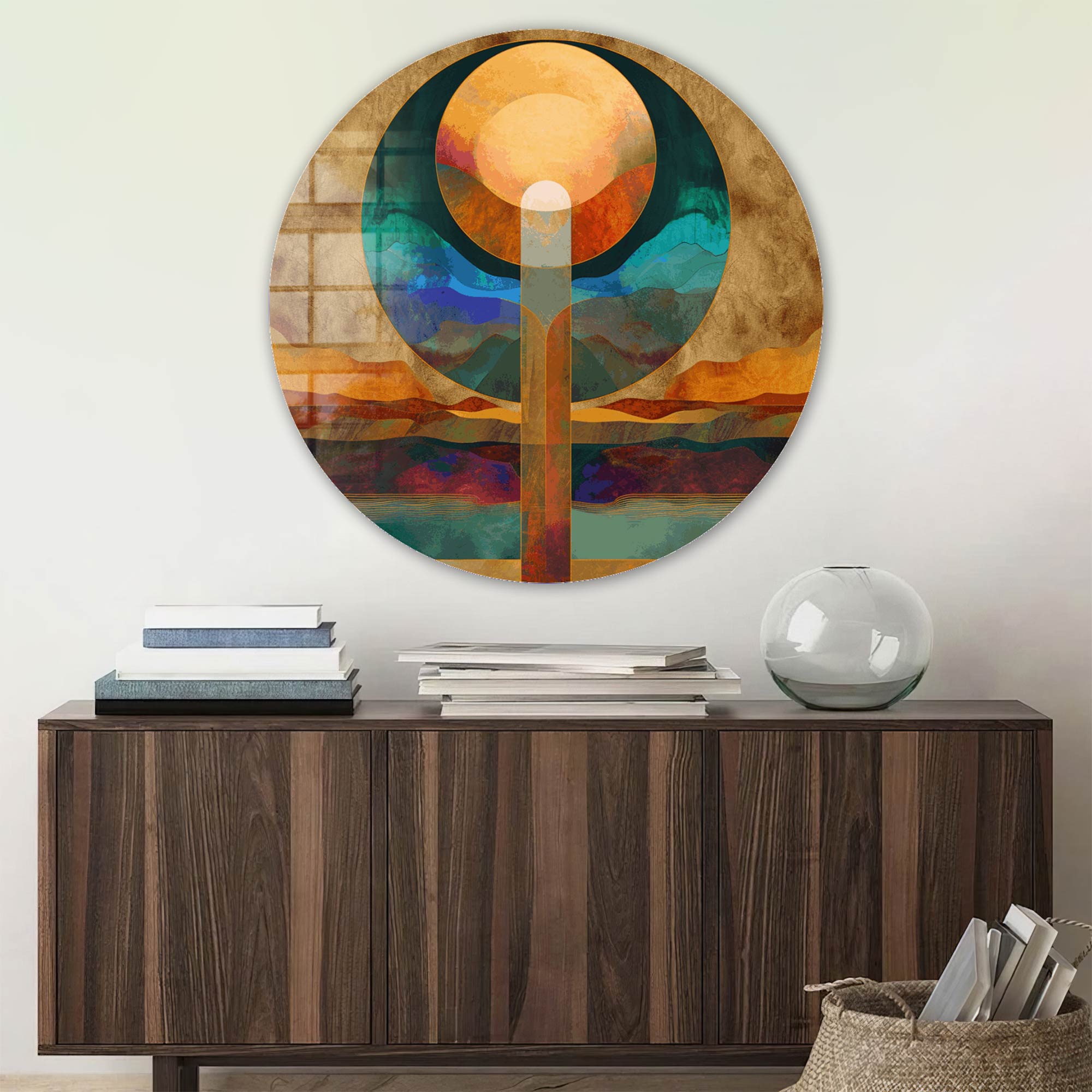 Layers of Sunset - Rounded Glass Wall Art