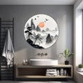 Artronauts Glass Print Japanese Mountains III - Rounded Glass Wall Art