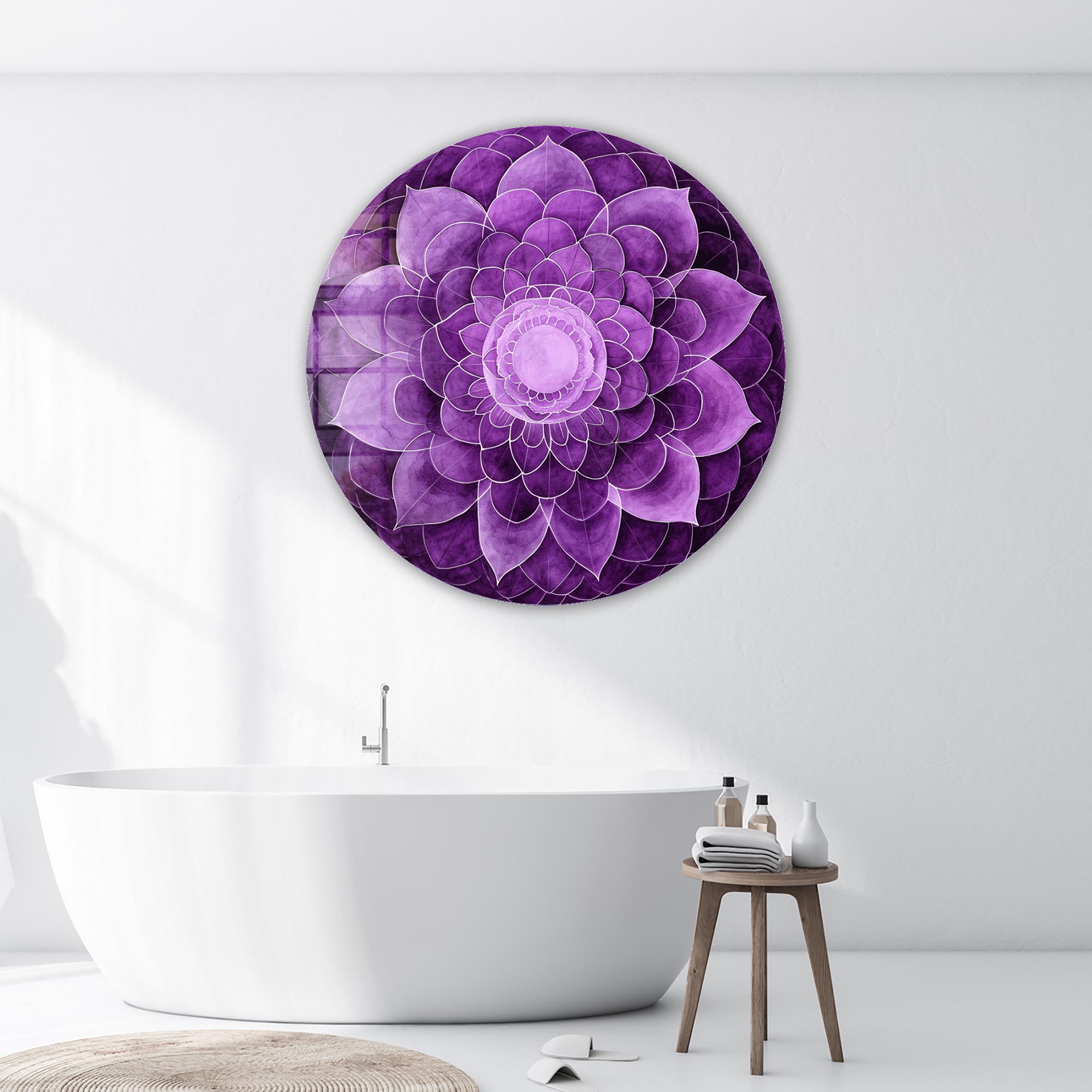 Purple Flower - Rounded Glass Wall Art