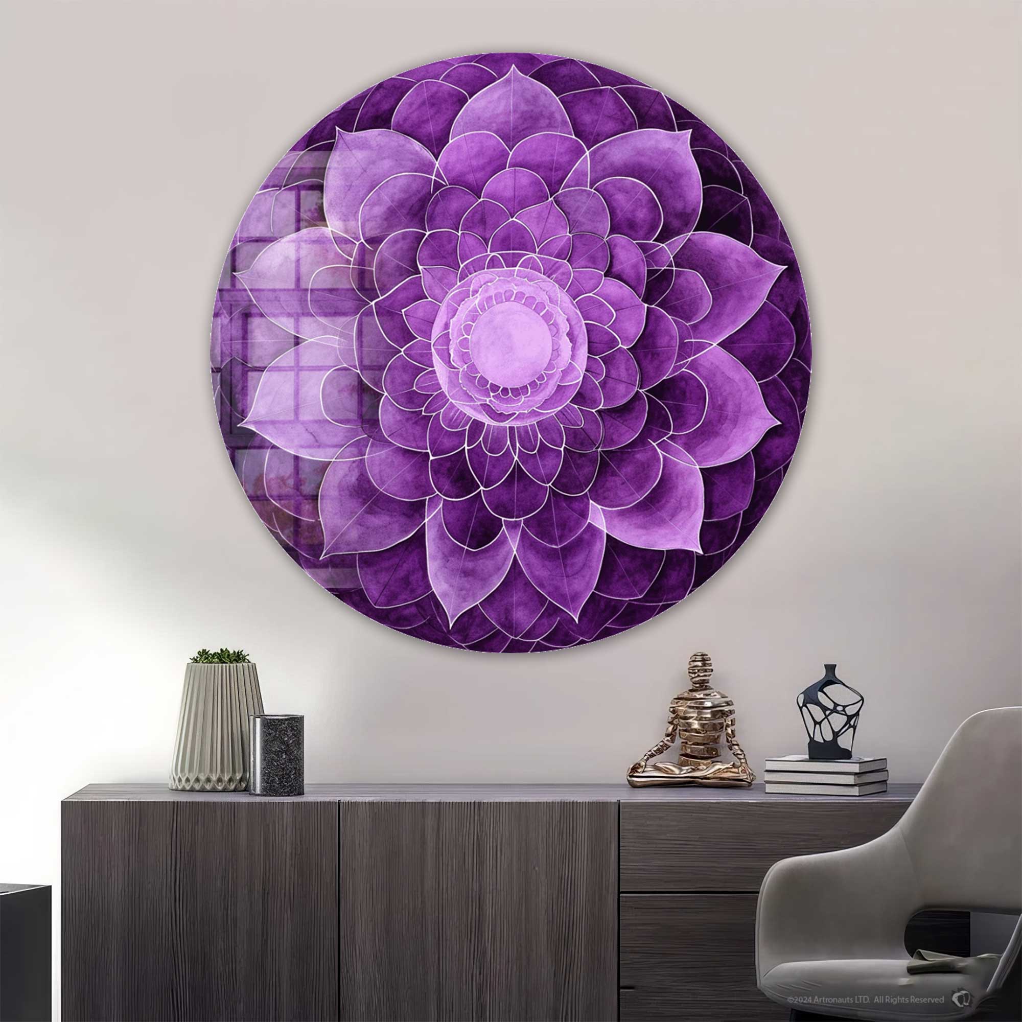 Purple Flower - Rounded Glass Wall Art