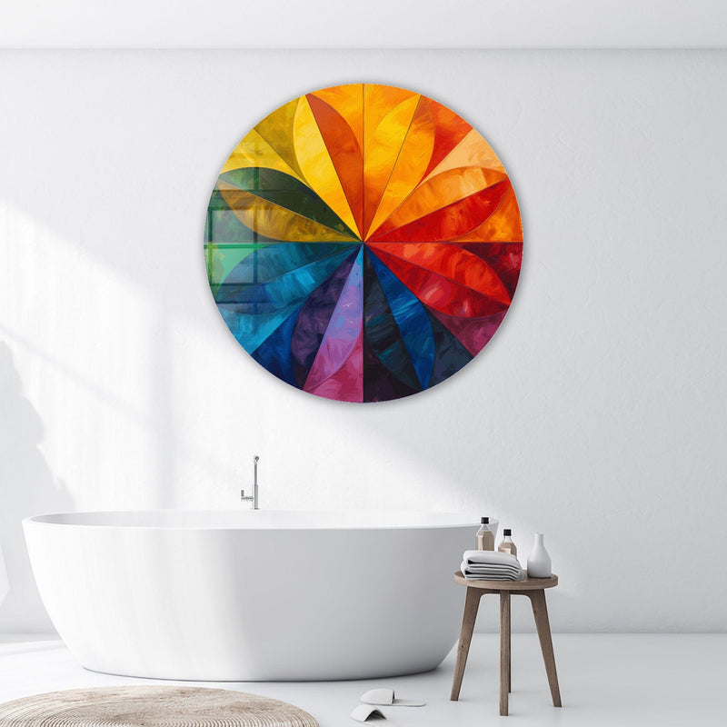 Artronauts Glass Print Colourful Flower  - Rounded Glass Wall Art