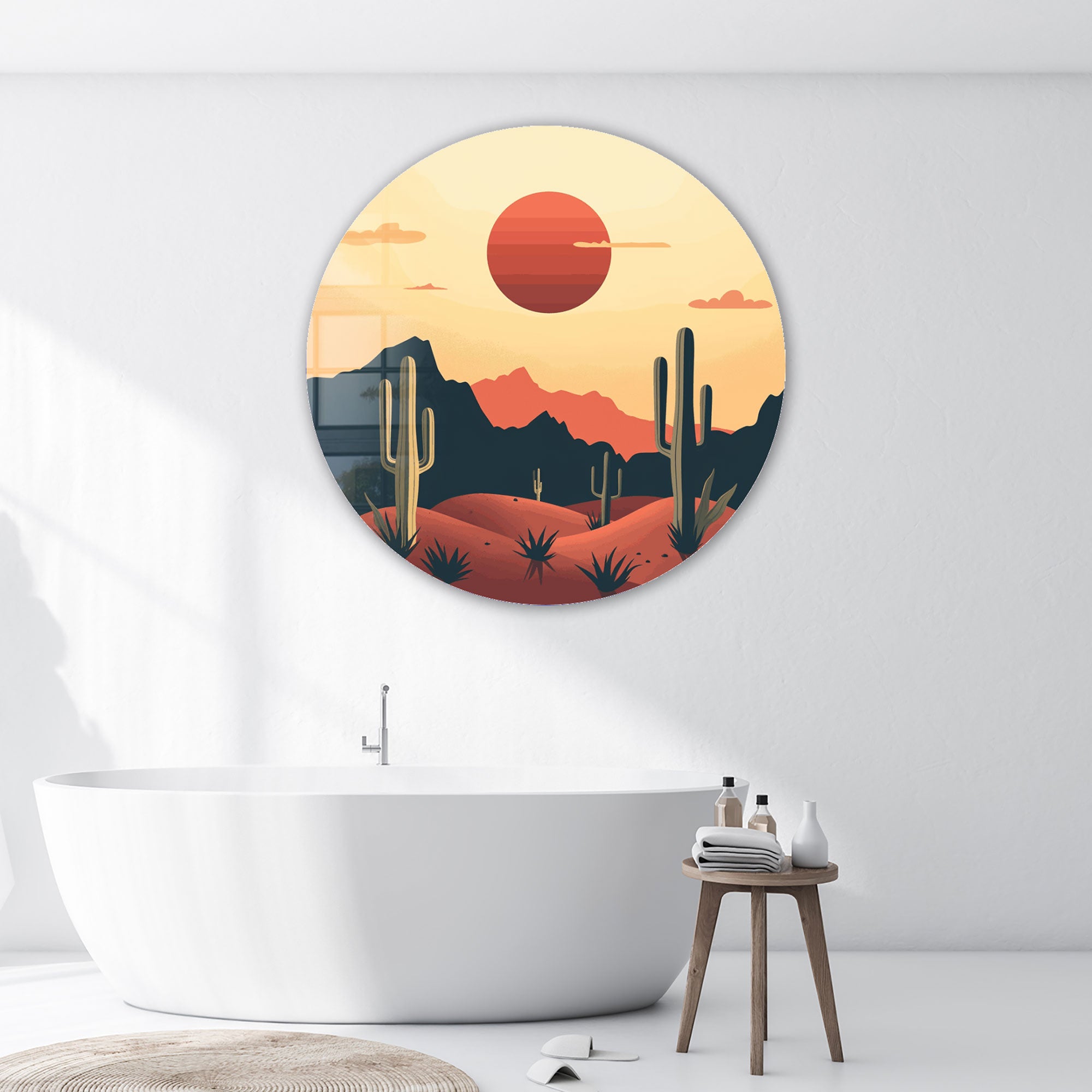 Cactusland - Rounded Glass Wall Art