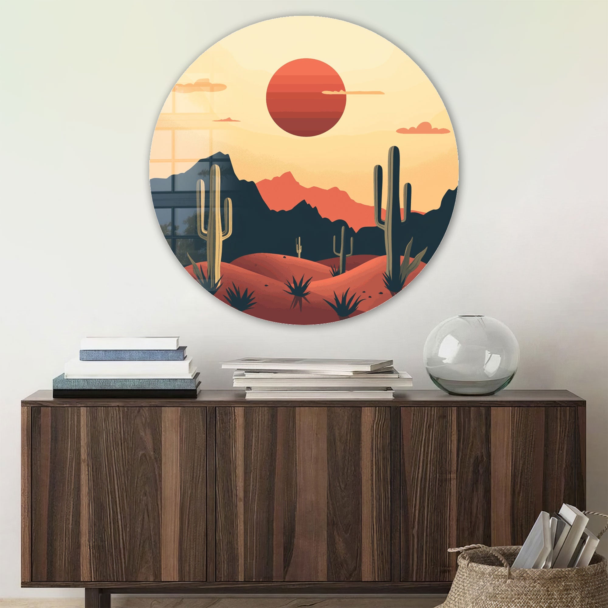 Cactusland - Rounded Glass Wall Art