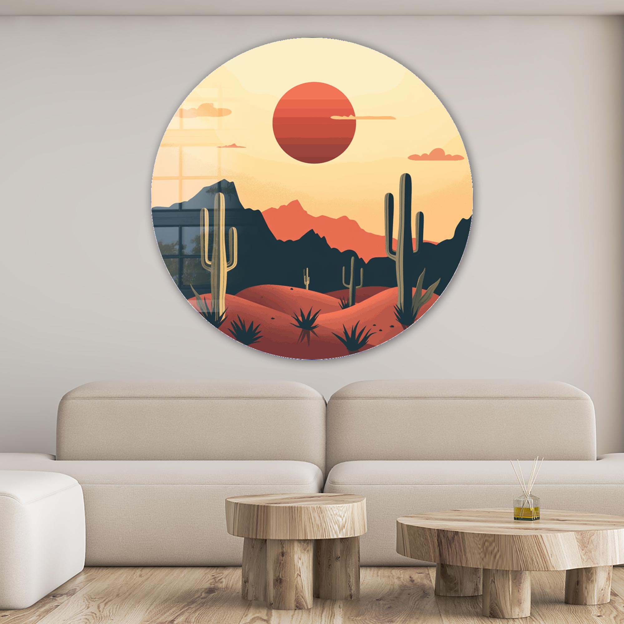 Cactusland - Rounded Glass Wall Art