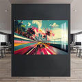 Artronauts Glass Print Neon City Speed – Modern Car Glass Wall Art