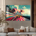 Artronauts Glass Print Neon City Speed – Modern Car Glass Wall Art