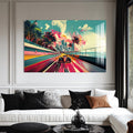 Artronauts Glass Print Neon City Speed – Modern Car Glass Wall Art