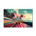 Artronauts Glass Print Neon City Speed – Modern Car Glass Wall Art