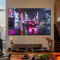 Artronauts Glass Print Neon Rain Drive – Cyberpunk Car Glass Wall Art