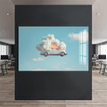 Artronauts Glass Print Surreal Floating Vintage Car–Tempered Glass Wall Art