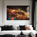 Artronauts Glass Print Classic Sports Car in Flower Field – Car Glass Wall Art