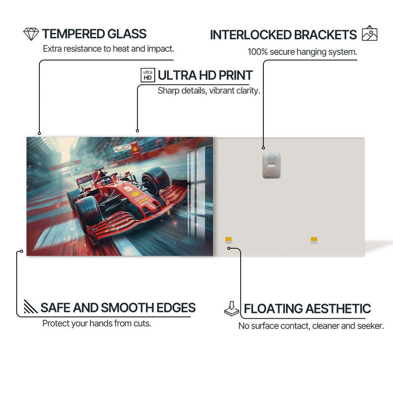 Artronauts Glass Print Formula Racing Car –Tempered Glass Wall Art