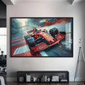 Artronauts Glass Print S | 72x46 cm | 28.3"x18.1" / Black Formula Racing Car –Tempered Glass Wall Art
