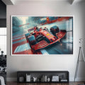 Artronauts Glass Print S | 72x46 cm | 28.3"x18.1" / White Formula Racing Car –Tempered Glass Wall Art