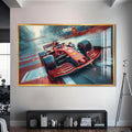 Artronauts Glass Print S | 72x46 cm | 28.3"x18.1" / Gold Formula Racing Car –Tempered Glass Wall Art