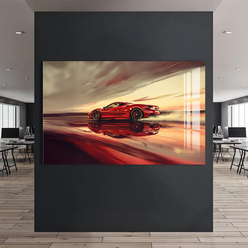 Artronauts Glass Print Red Supercar –Tempered Glass Wall Art