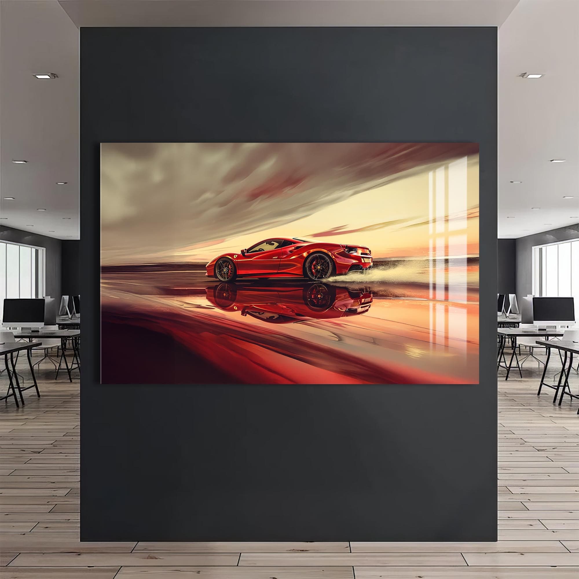 Artronauts Glass Print Red Supercar –Tempered Glass Wall Art