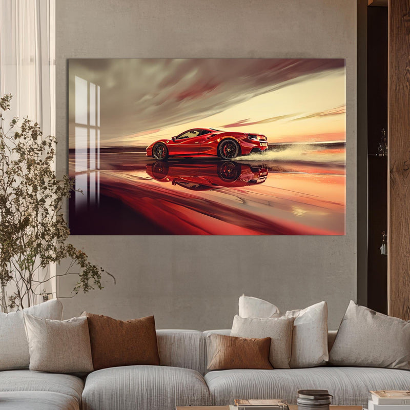 Artronauts Glass Print Red Supercar –Tempered Glass Wall Art