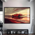 Artronauts Glass Print S | 72x46 cm | 28.3"x18.1" / Black Red Supercar –Tempered Glass Wall Art