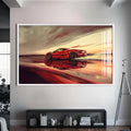 Artronauts Glass Print S | 72x46 cm | 28.3"x18.1" / White Red Supercar –Tempered Glass Wall Art