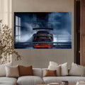 Artronauts Glass Print Rear View GT Race Car –Tempered Glass Wall Art