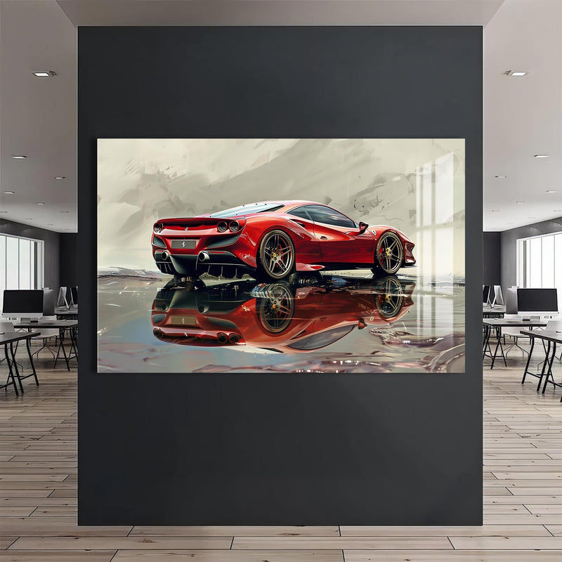 Artronauts Glass Print Exotic Supercar Reflection –Tempered Glass Wall Art