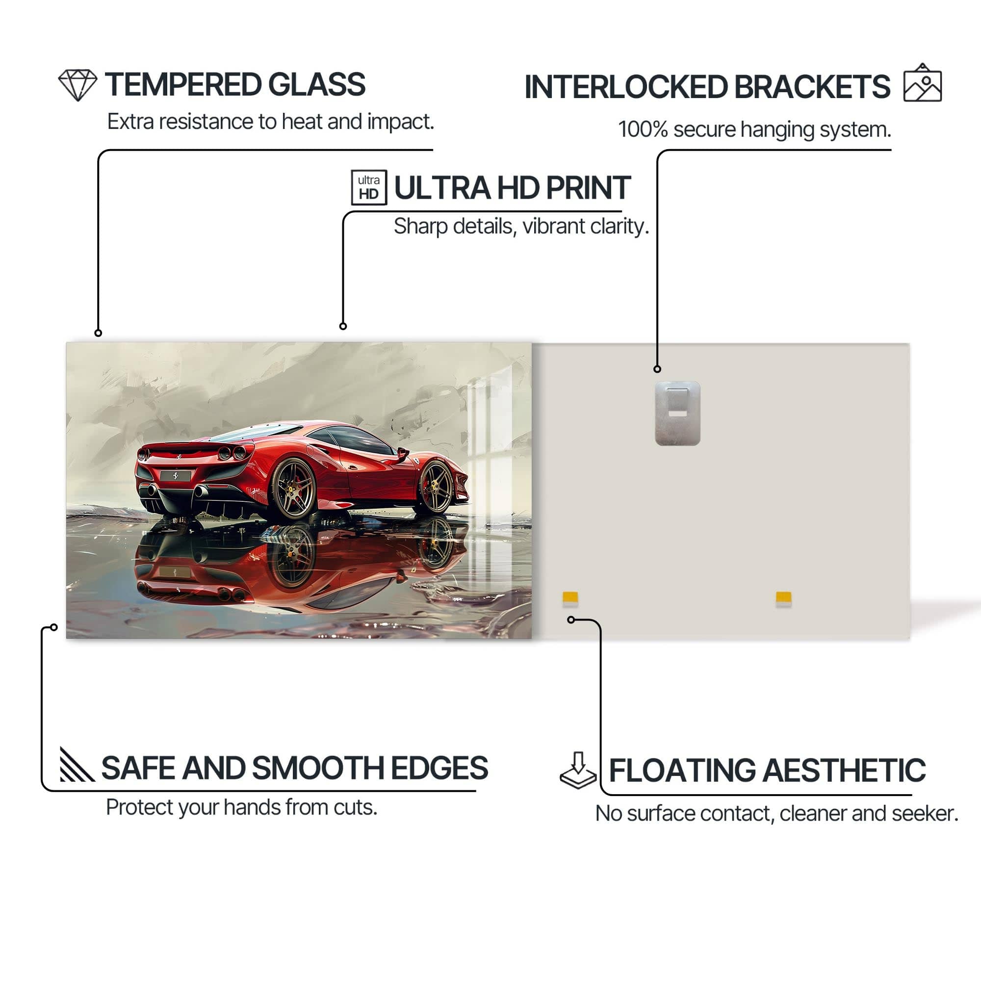 Artronauts Glass Print Exotic Supercar Reflection –Tempered Glass Wall Art