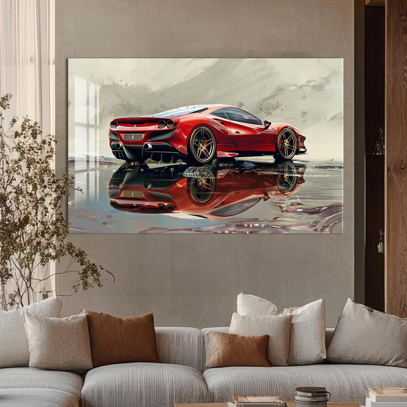 Artronauts Glass Print Exotic Supercar Reflection –Tempered Glass Wall Art