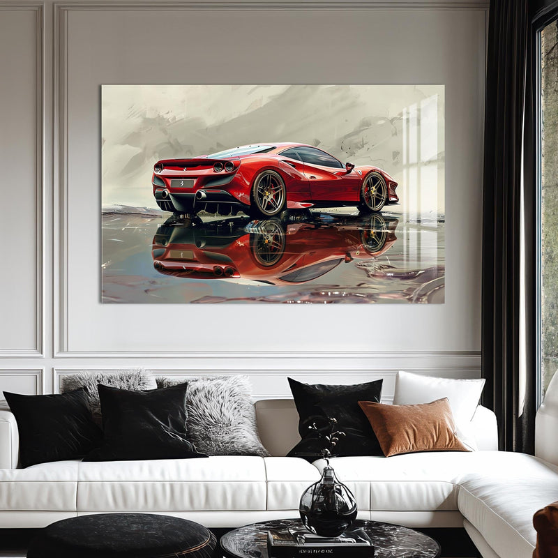 Artronauts Glass Print Exotic Supercar Reflection –Tempered Glass Wall Art