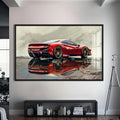Artronauts Glass Print S | 72x46 cm | 28.3"x18.1" / Black Exotic Supercar Reflection –Tempered Glass Wall Art