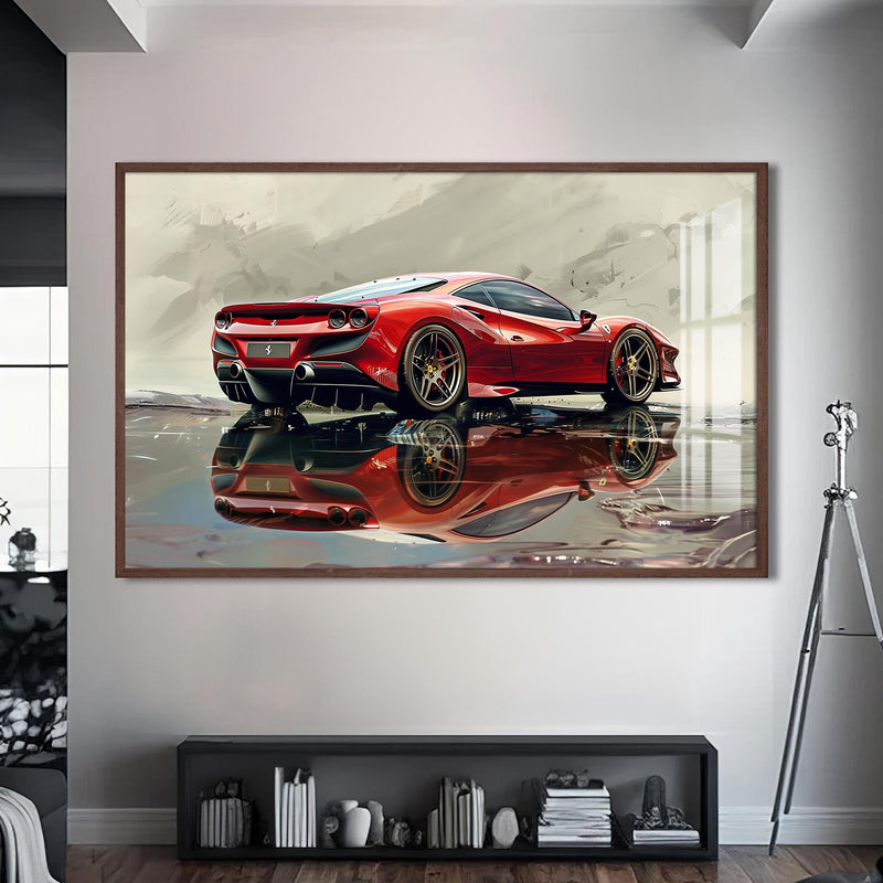 Artronauts Glass Print S | 72x46 cm | 28.3"x18.1" / Walnut Exotic Supercar Reflection –Tempered Glass Wall Art