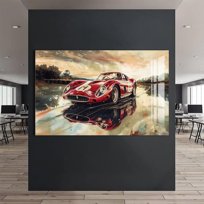 Artronauts Glass Print Classic Racing Car –Tempered Glass Wall Art