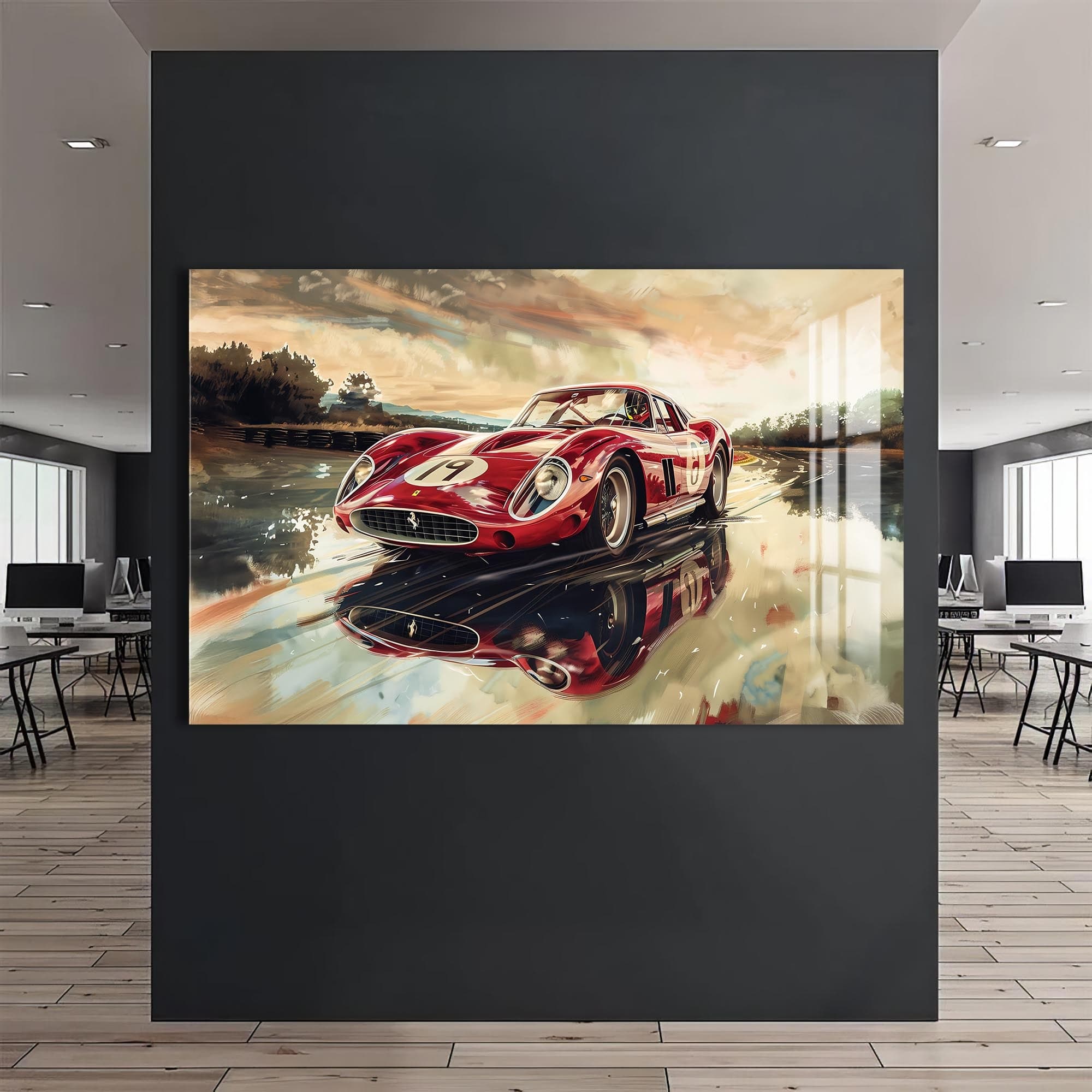 Artronauts Glass Print Classic Racing Car –Tempered Glass Wall Art