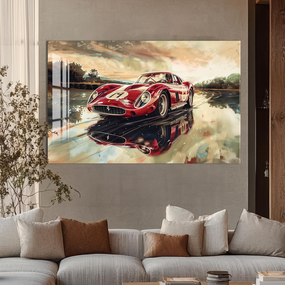Artronauts Glass Print Classic Racing Car –Tempered Glass Wall Art