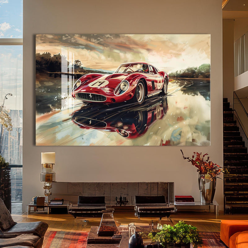 Artronauts Glass Print Classic Racing Car –Tempered Glass Wall Art