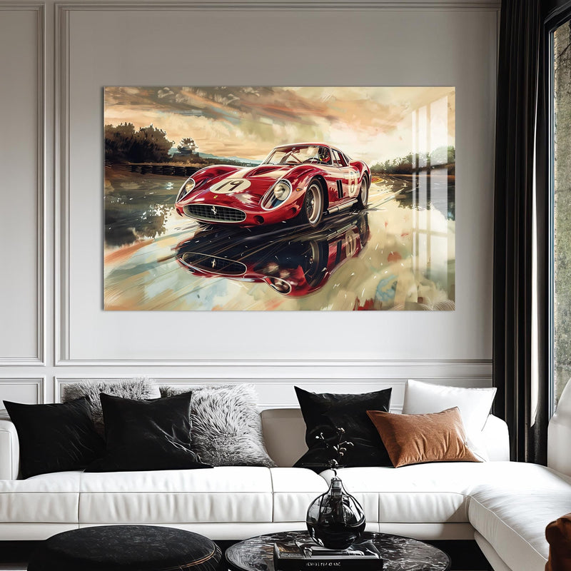 Artronauts Glass Print Classic Racing Car –Tempered Glass Wall Art
