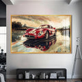Artronauts Glass Print S | 72x46 cm | 28.3"x18.1" / Gold Classic Racing Car –Tempered Glass Wall Art