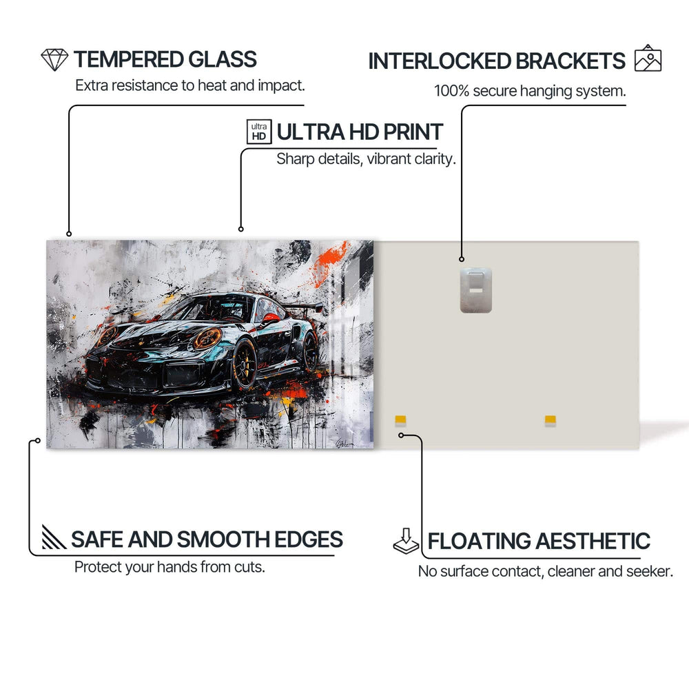 Artronauts Glass Print Abstract Supercar Power – Contemporary Glass Wall Art