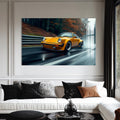 Artronauts Glass Print Yellow Classic Sports Car–Tempered Glass Wall Art