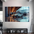 Artronauts Glass Print S | 72x46 cm | 28.3"x18.1" / White Vintage Sports Car-Tempered Glass Wall Art