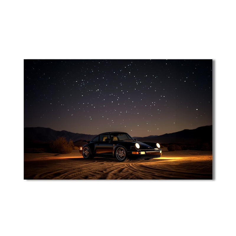 Artronauts Glass Print Sports Car Under the Night Sky-Tempered Glass Wall Art