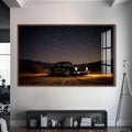 Artronauts Glass Print S | 72x46 cm | 28.3"x18.1" / Walnut Sports Car Under the Night Sky-Tempered Glass Wall Art