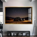 Artronauts Glass Print S | 72x46 cm | 28.3"x18.1" / Gold Sports Car Under the Night Sky-Tempered Glass Wall Art