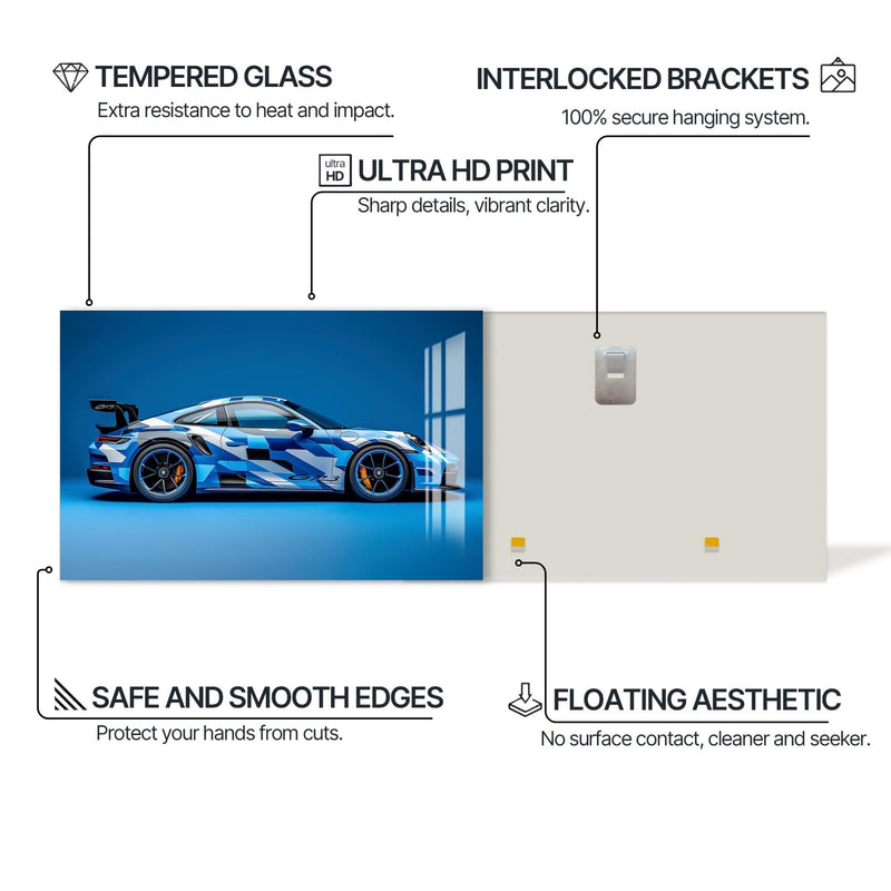 Artronauts Glass Print Modern Performance Sports Car-Tempered Glass Wall Art