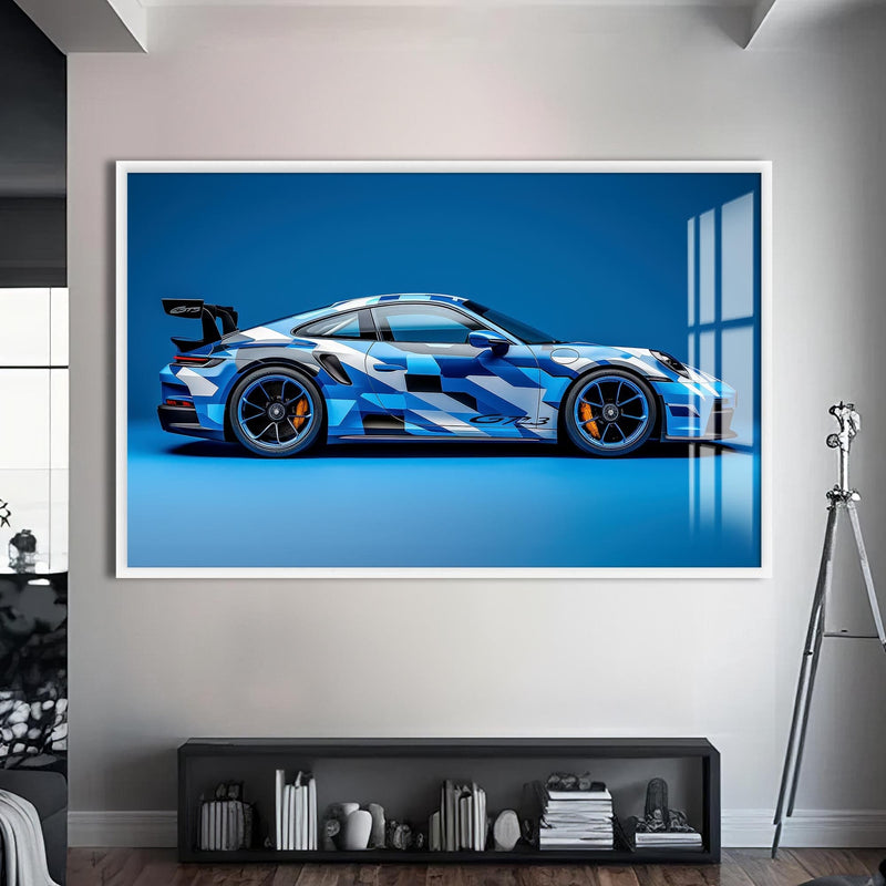 Artronauts Glass Print S | 72x46 cm | 28.3"x18.1" / White Modern Performance Sports Car-Tempered Glass Wall Art
