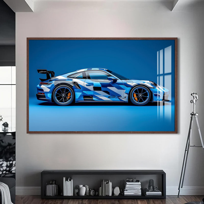 Artronauts Glass Print S | 72x46 cm | 28.3"x18.1" / Walnut Modern Performance Sports Car-Tempered Glass Wall Art