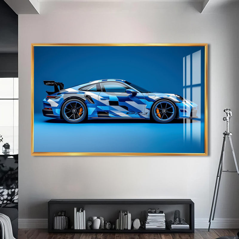 Artronauts Glass Print S | 72x46 cm | 28.3"x18.1" / Gold Modern Performance Sports Car-Tempered Glass Wall Art