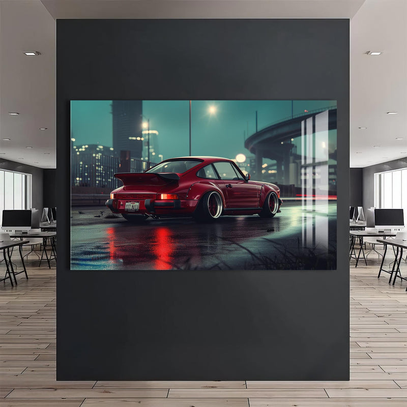 Artronauts Glass Print Red Classic Sports Car-Tempered Glass Wall Art