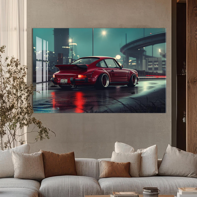 Artronauts Glass Print Red Classic Sports Car-Tempered Glass Wall Art
